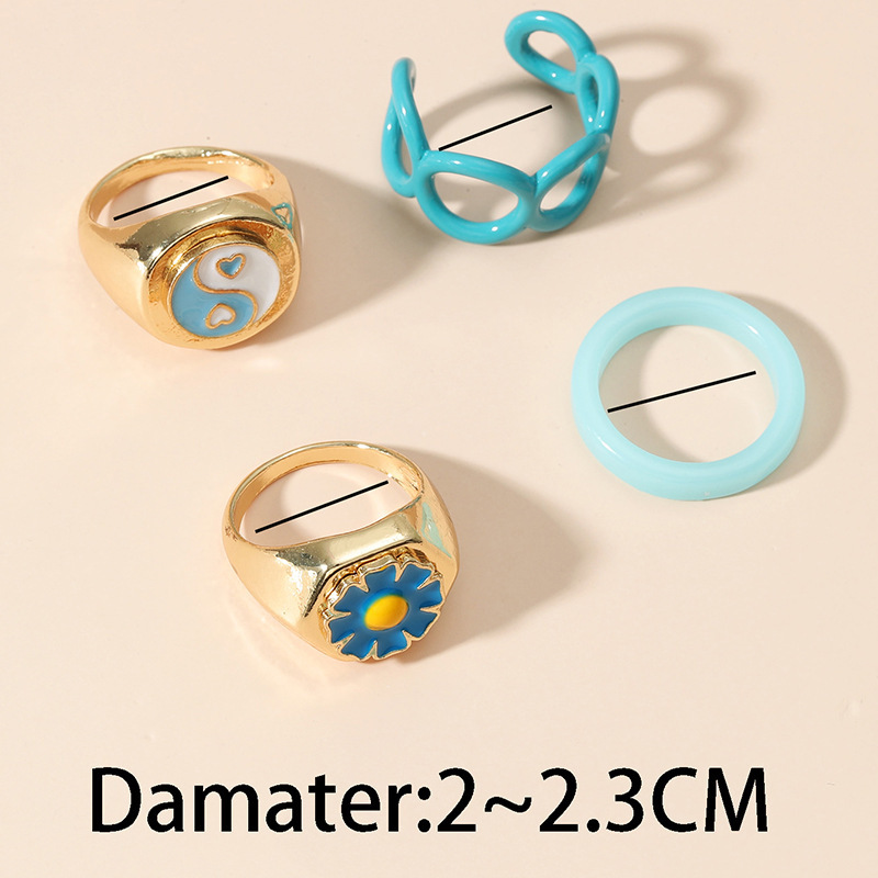 Oriental Element Blue Drip Ring Set - Image 4