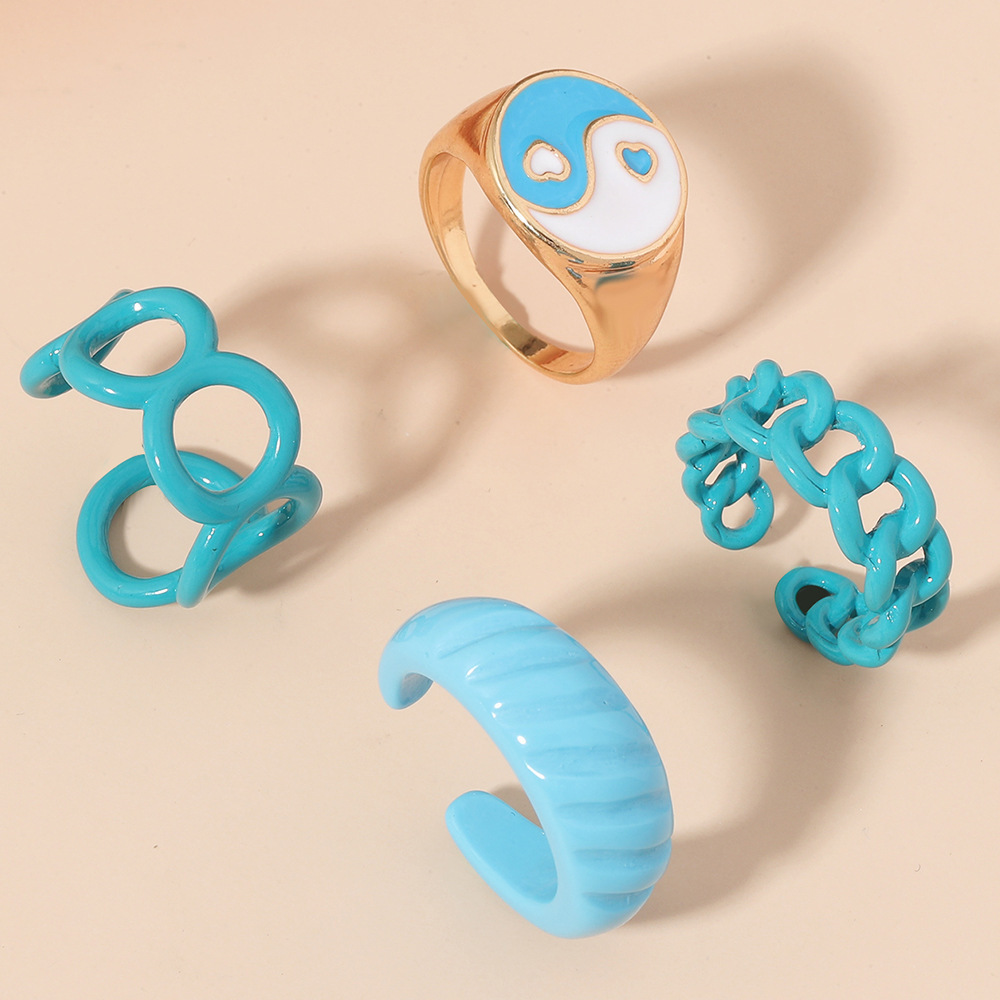 Oriental Element Blue Drip Ring Set - Image 3