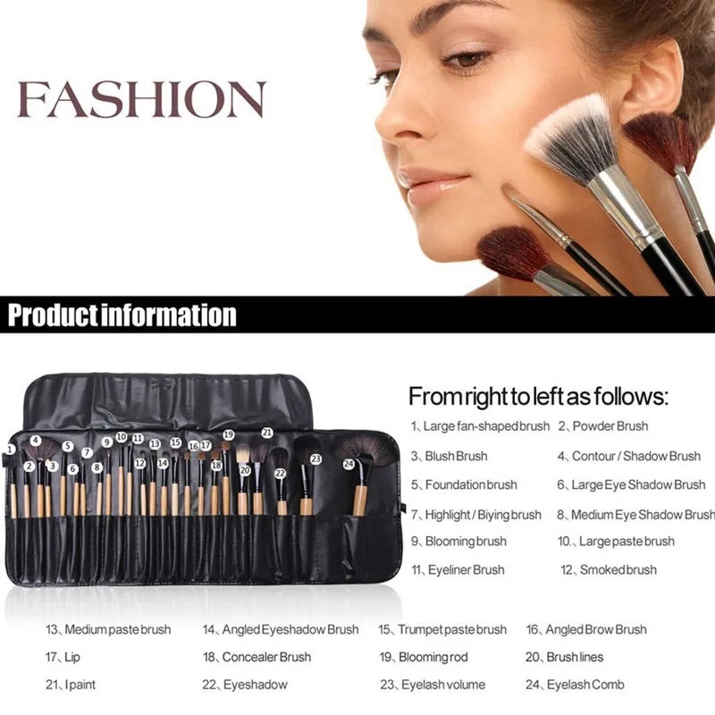 24-Piece Professional Makeup Brush Set with Gift Bag - Image 5