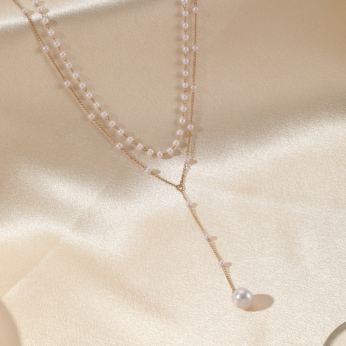 Pearl Double Layer Twin Pearl Necklace - Image 2