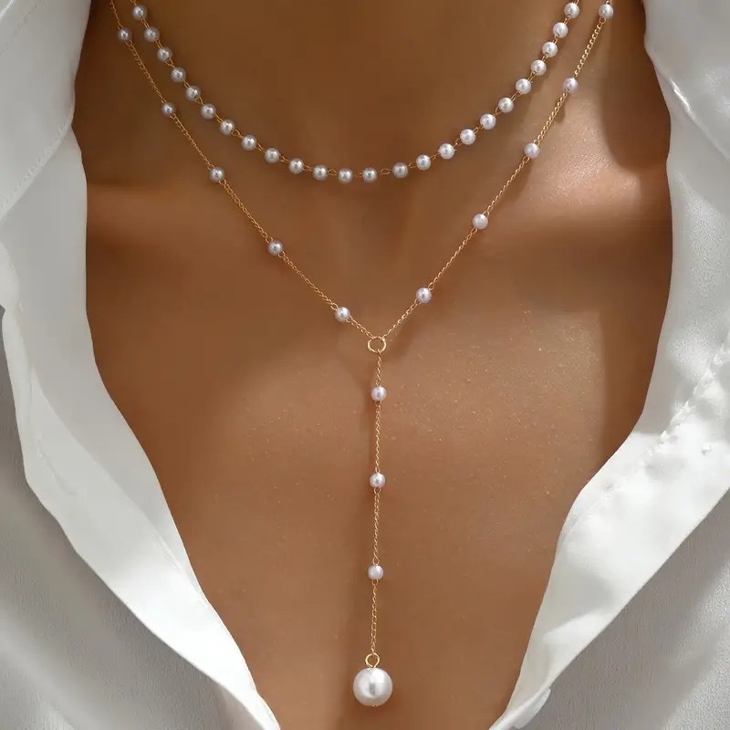 Pearl Double Layer Twin Pearl Necklace - Image 5