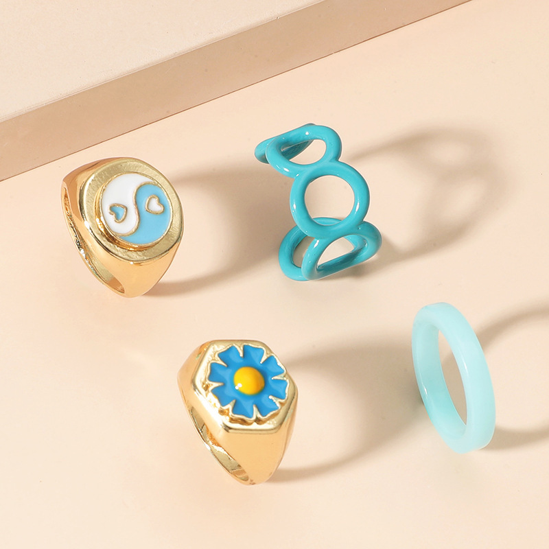 Oriental Element Blue Drip Ring Set - Image 5