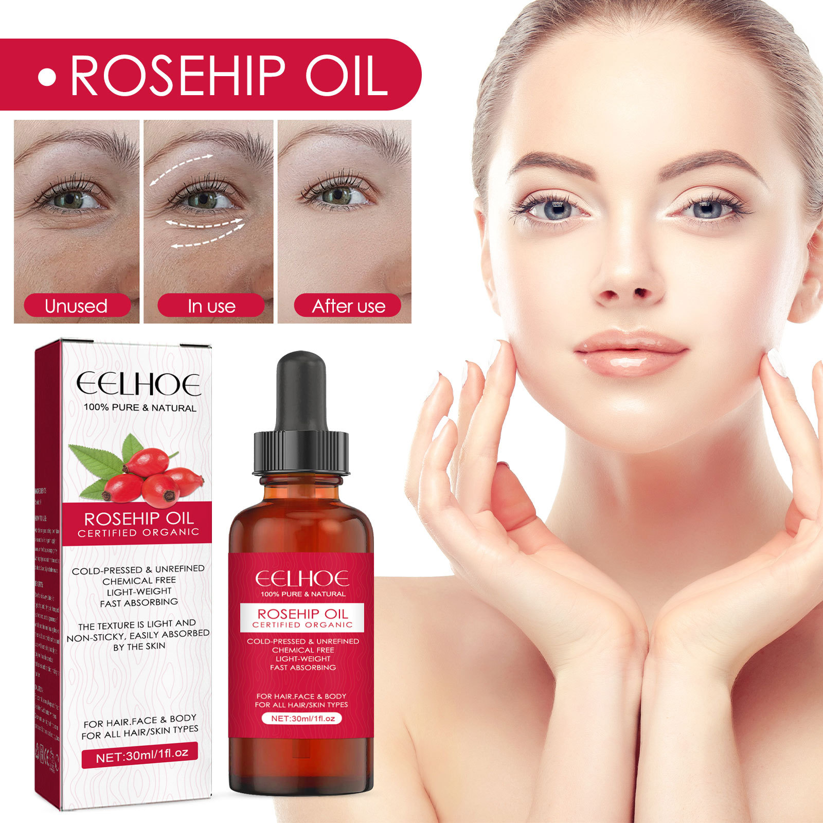 EELHOE Rosehip Oil – Hydrating & Nourishing for Skin and Hair