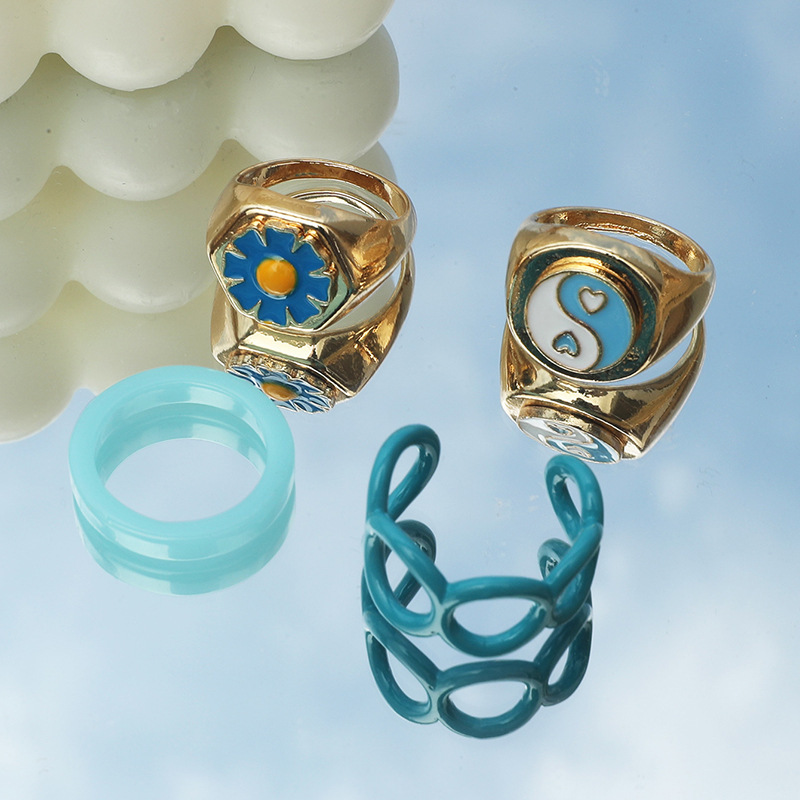 Oriental Element Blue Drip Ring Set - Image 2