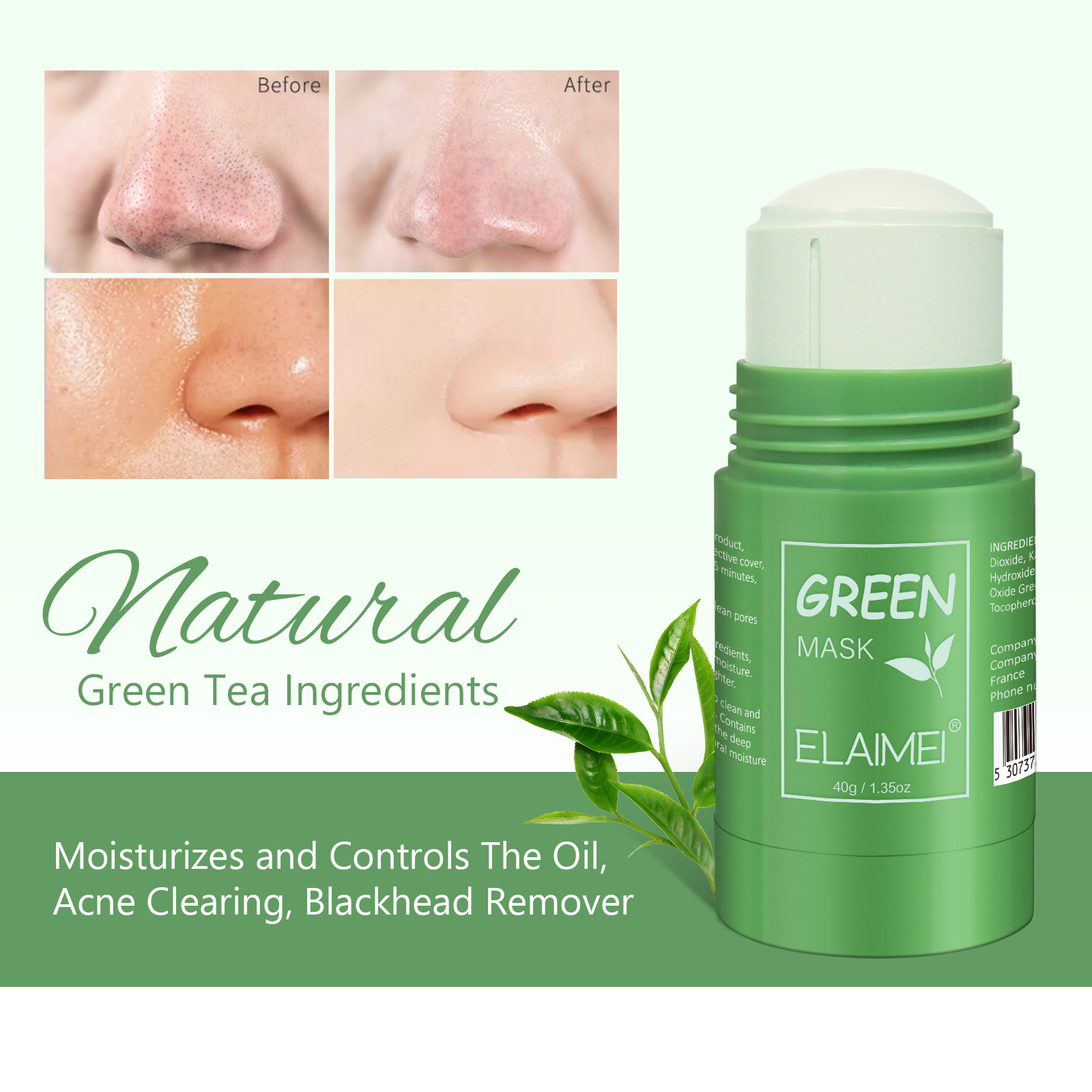 Green Tea Cleansing Blackhead Oil Control Acne Smear Mask - Image 5